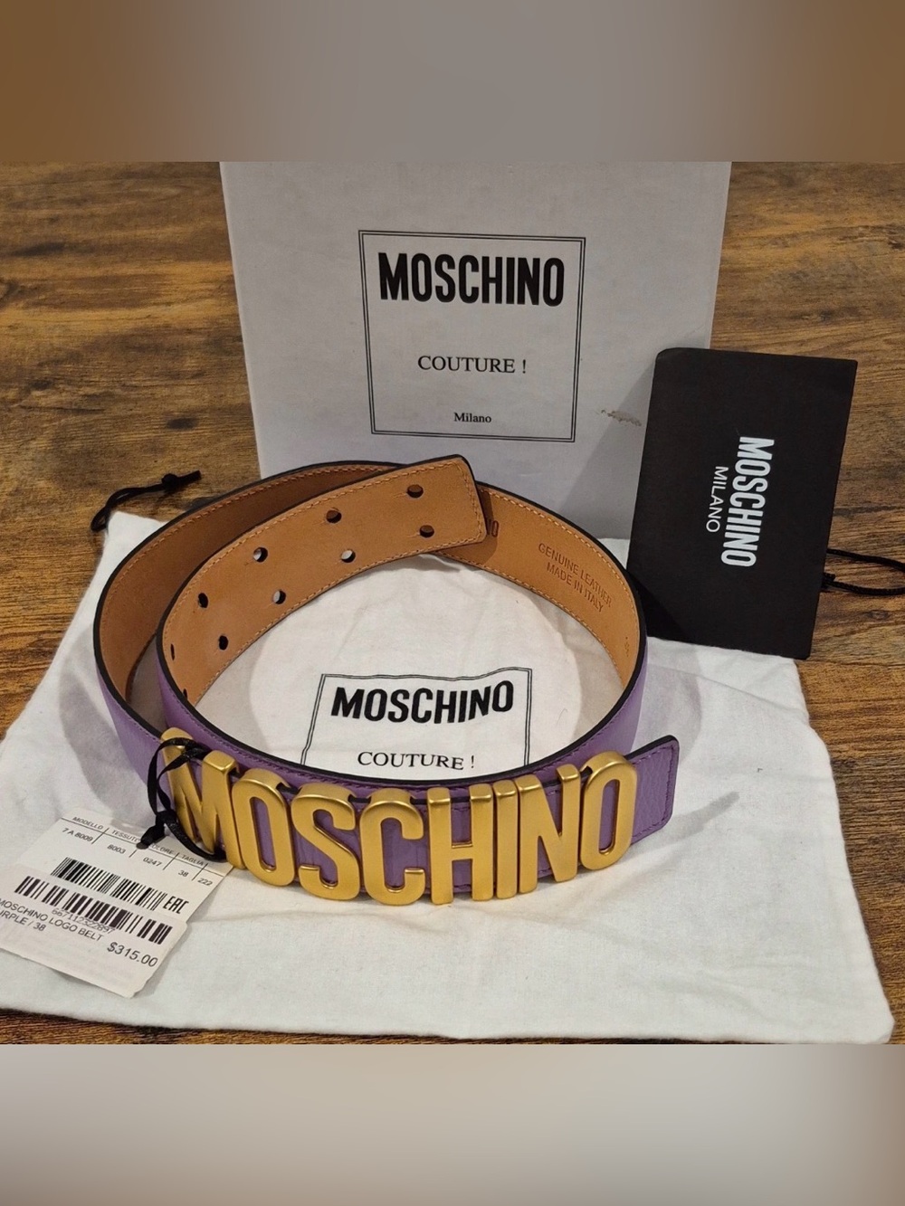 Moschino logo belt